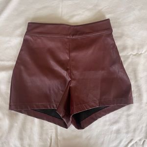 Hollister Burgundy Faux Leather Shorts Size XS